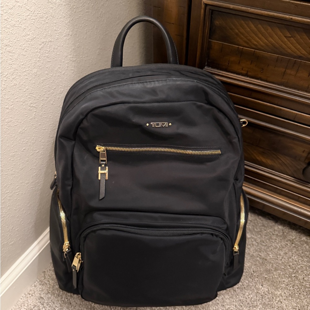 TUMI Voyageur Carson Laptop Backpack, Black with Gold Hardware - Picture 4 of 13
